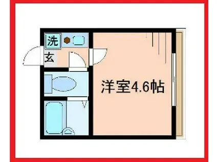 スプリングシャンテII(1K/2階)の間取り写真