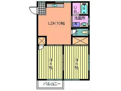 片山コーポラス(2LDK/2階)の間取り写真