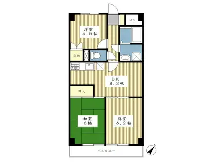 ラリーグラス(3DK/5階)の間取り写真