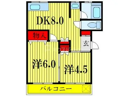 金町ナカノマンション(2DK/3階)の間取り写真