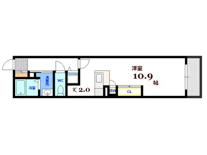 ベルパッソ十日市(1K/11階)の間取り写真