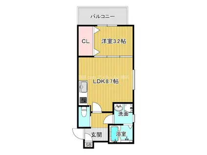 ル・レーヴ今津ノース(1LDK/3階)の間取り写真