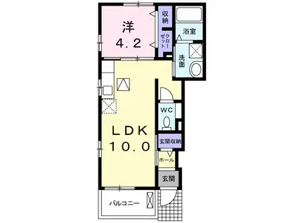 ブリーズ アルモニー(1LDK/1階)の間取り写真