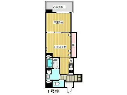 POTHOS呉本通(1LDK/13階)の間取り写真