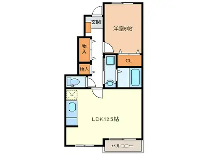 マレノワール A(1LDK/1階)の間取り写真