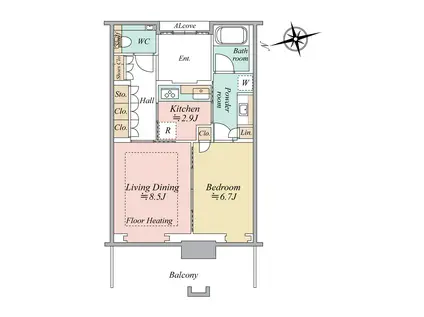 グラングリーン大阪 THE ノース RESIDENCE(1LDK/5階)の間取り写真