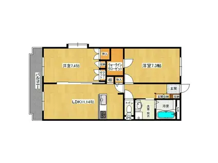 ボヌール(2LDK/2階)の間取り写真