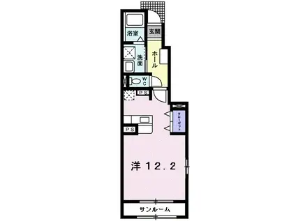 サニーヒルズ(ワンルーム/1階)の間取り写真