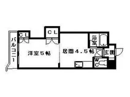 クレセント細川北25条(1DK/3階)の間取り写真