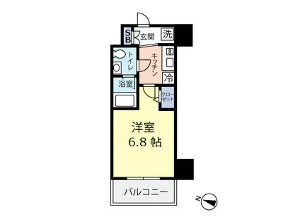 グランヴァンプレミアム川口(1K/1階)の間取り写真