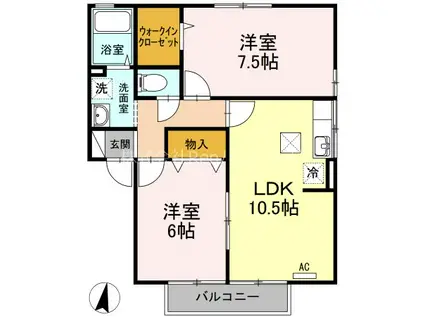 ポルト ベール C棟(2LDK/1階)の間取り写真