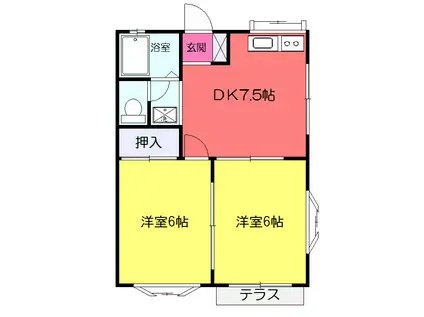 はうす雅(2DK/1階)の間取り写真