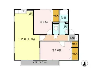 サニーコート(2LDK/2階)の間取り写真