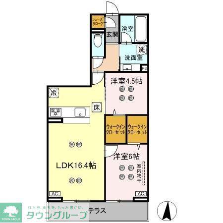 ローテ ベルク(2LDK/1階)の間取り写真