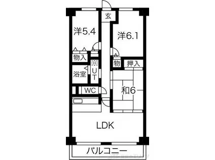 プレステージ上山手(3LDK/4階)の間取り写真