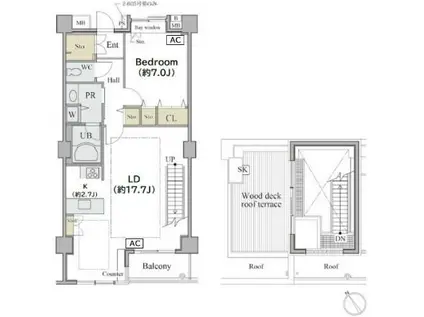 シャレール広尾 2号棟(1LDK/6階)の間取り写真