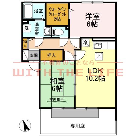 セジュール楠(2LDK/1階)の間取り写真