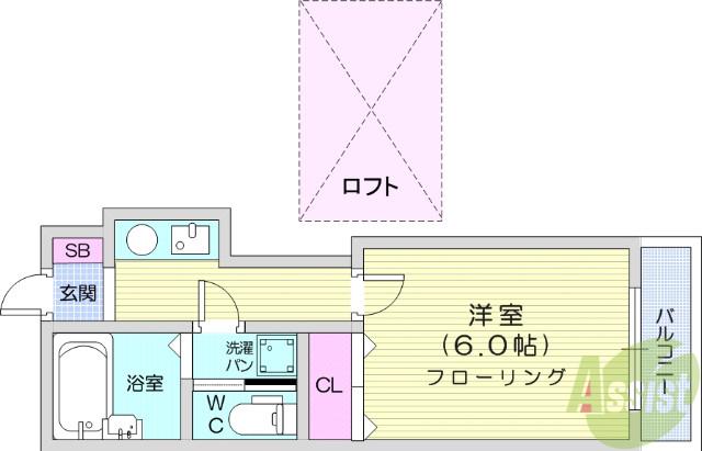 のあハイツ(1K/1階)の間取り写真