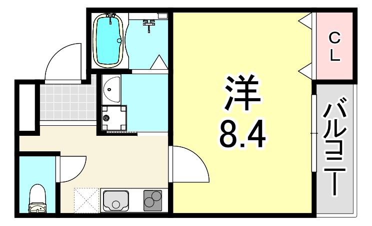 フジパレス長洲公園III番館(1K/3階)の間取り写真