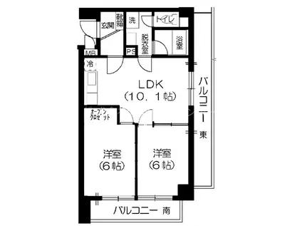 センチュリー豊島園1(2LDK/2階)の間取り写真