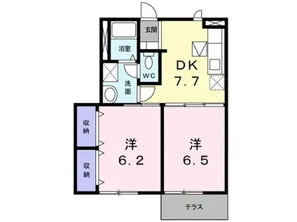 セピアコートホームズII(2DK/1階)の間取り写真