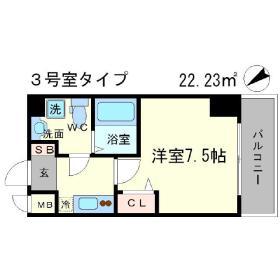 メインステージ西天満TS SQUARE(1K/3階)の間取り写真
