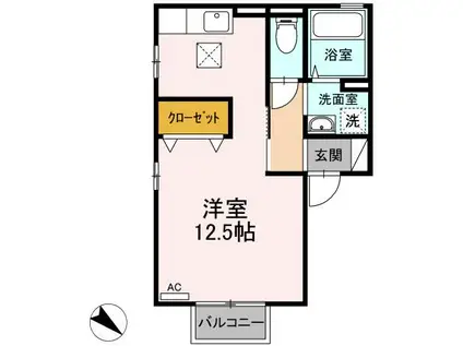 パセオ本宮(ワンルーム/1階)の間取り写真