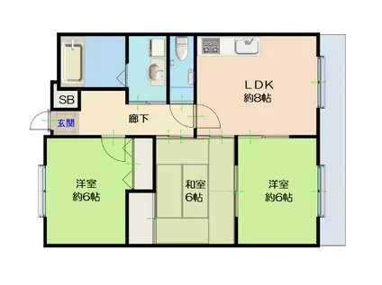 エトワール池田(3LDK/5階)の間取り写真