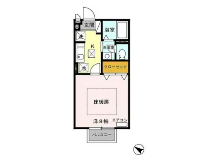 シュヴァルベ北松本(1K/1階)の間取り写真