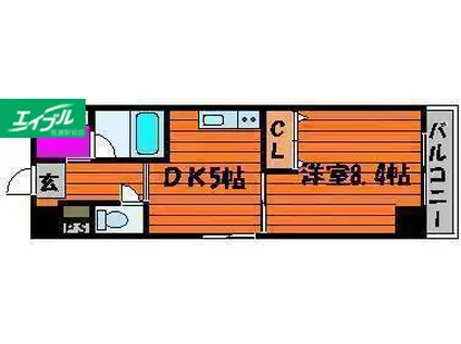 COCO中仙道(1DK/5階)の間取り写真