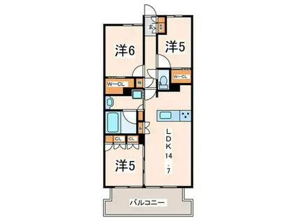 ウエリス三浦海岸(3LDK/15階)の間取り写真
