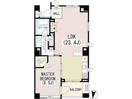 パーク・コート南麻布ヒルトップレジ ンス(1LDK/1階)の間取り写真