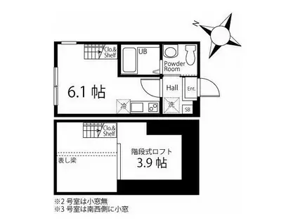 ハーミットクラブハウスよこはま丘上(ワンルーム/1階)の間取り写真