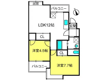 ファーストメゾン入間(2LDK/3階)の間取り写真