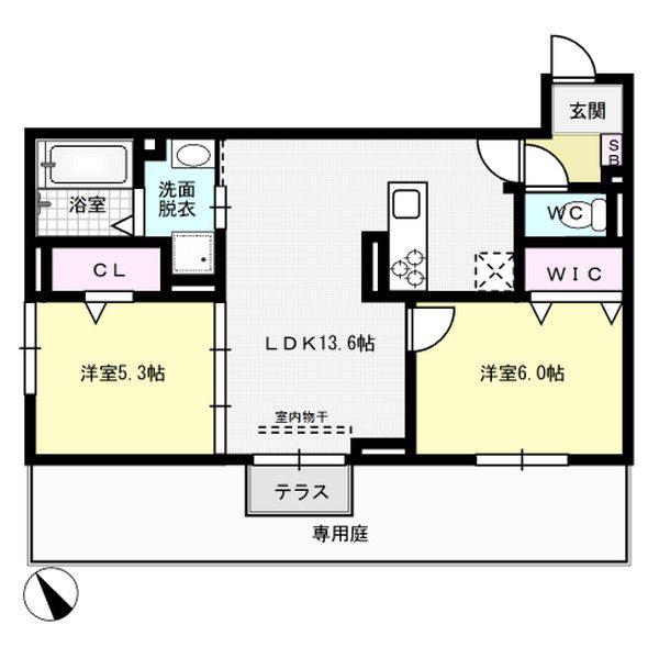D-ROOM平田台4丁目(2LDK/1階)の間取り写真
