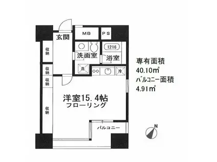 アクアキューブ銀座東(ワンルーム/6階)の間取り写真