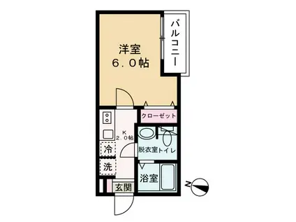 エクセラン柳瀬川(1K/2階)の間取り写真