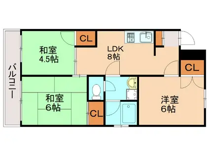 富士ビルI(3LDK/1階)の間取り写真