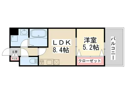 トリニティ小戸(1LDK/2階)の間取り写真