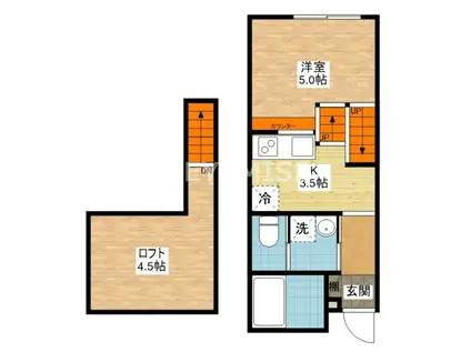 ラ・フィーネAINO(1SK/2階)の間取り写真