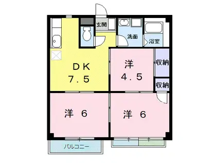 ドミール神明A(3DK/2階)の間取り写真