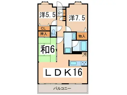 グランヴィ国母(3LDK/2階)の間取り写真