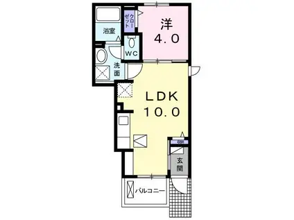 サウスエム II(1LDK/1階)の間取り写真