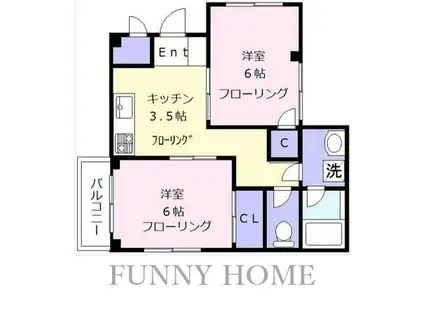 アメニティ経堂(2K/2階)の間取り写真