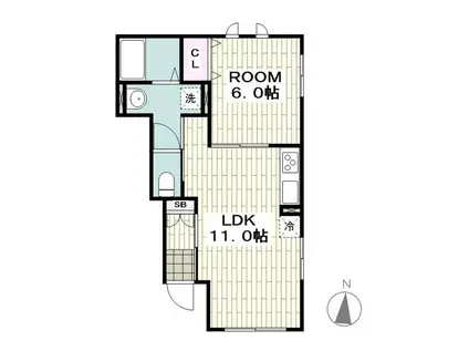 TM SKY(1LDK/1階)の間取り写真