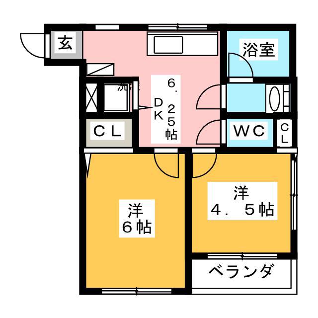 山本ハイツ(2K/2階)の間取り写真