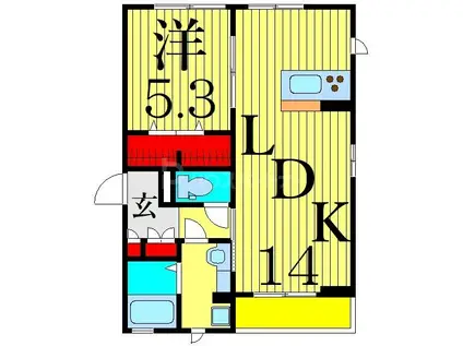 ステラカーサ(1LDK/1階)の間取り写真