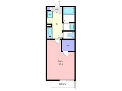 ブルースター(1K/2階)の間取り写真