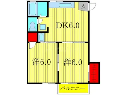 エントピア(2DK/2階)の間取り写真