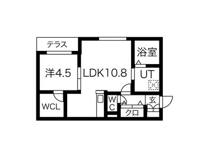 ZABO HILLS新道東(1LDK/1階)の間取り写真
